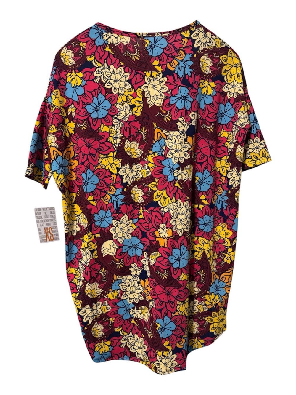 NWT LuLaRoe Irma Tunic Top XS Floral Paisley Vibrant High Low Hem - Picture 2 of 5